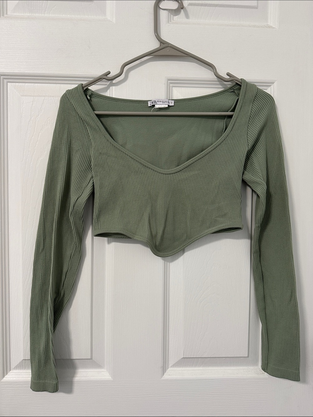 Zara Green Cropped Long Sleeve